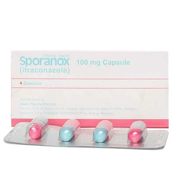 Sporanox Capsules 100Mg (1 Box = 1 Strip)(1 Strip = 4 Capsules)